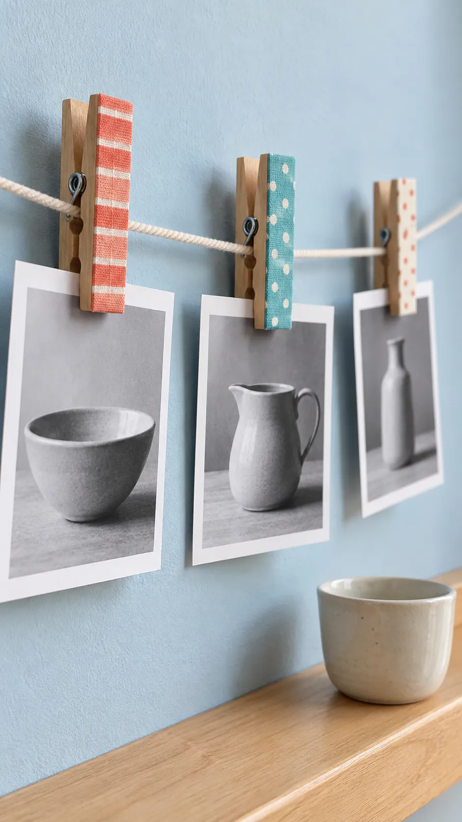Wooden display clips with tiny fabric faces