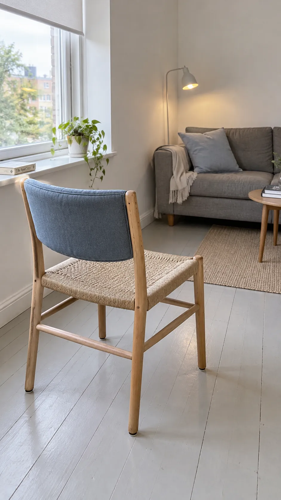 Lightweight chair near two useful zones in a small living room