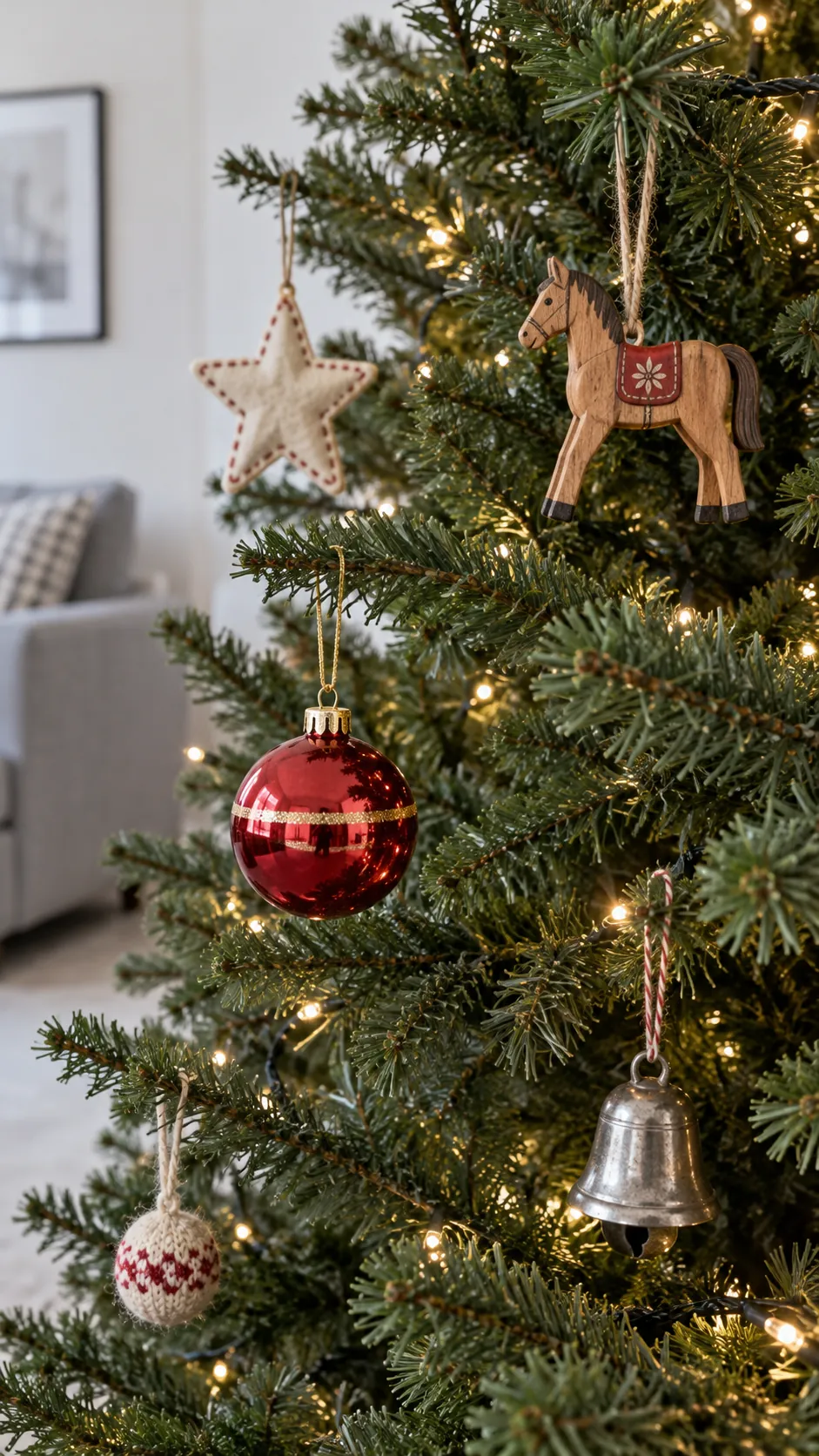 Give the tree a collected mix of ornaments