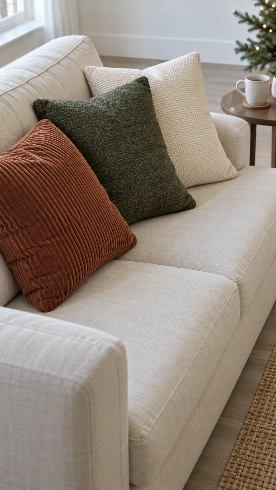 Replace a few cushion covers with textured fabrics