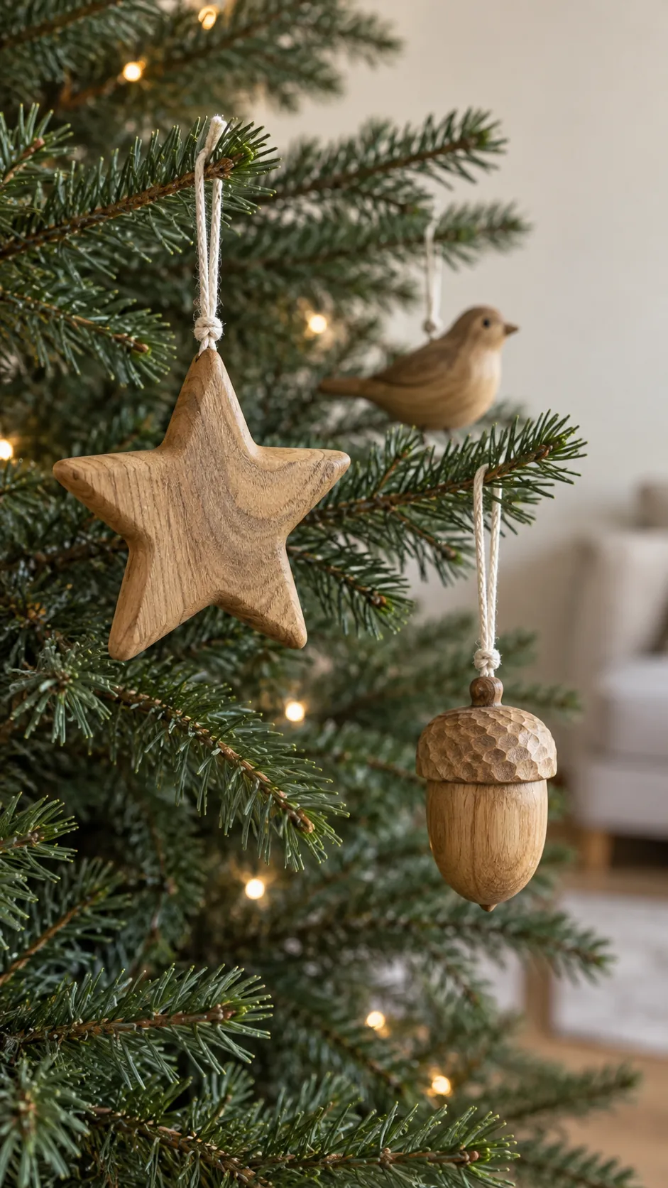 Display wooden ornaments at eye level