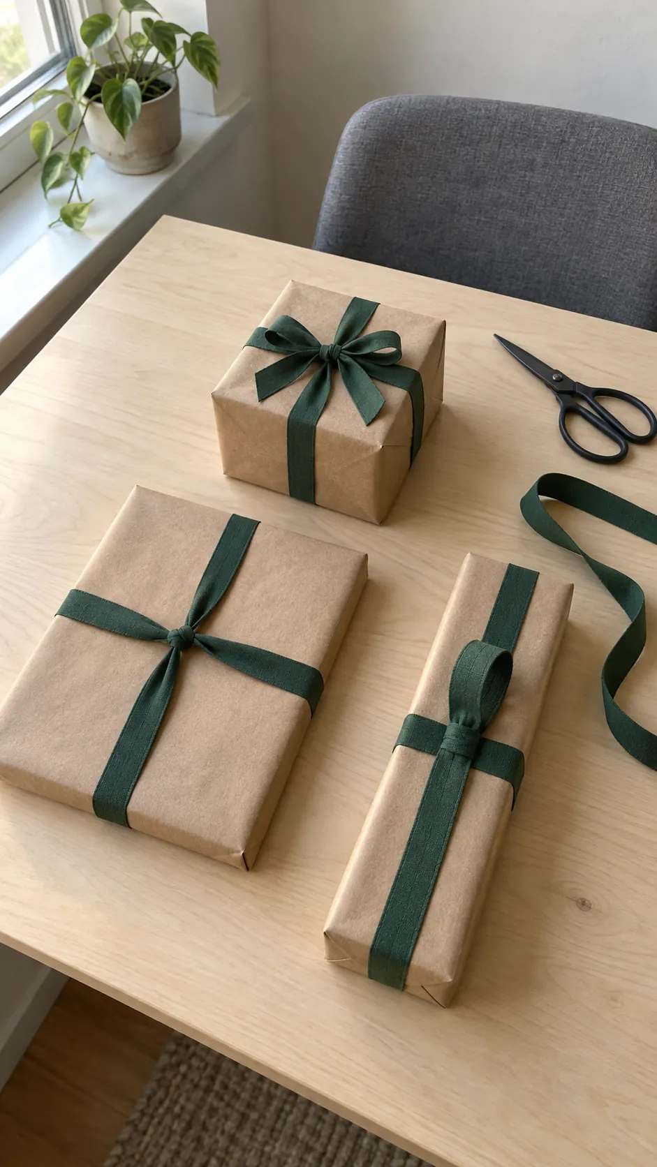 Wrap gifts with quiet repeated materials
