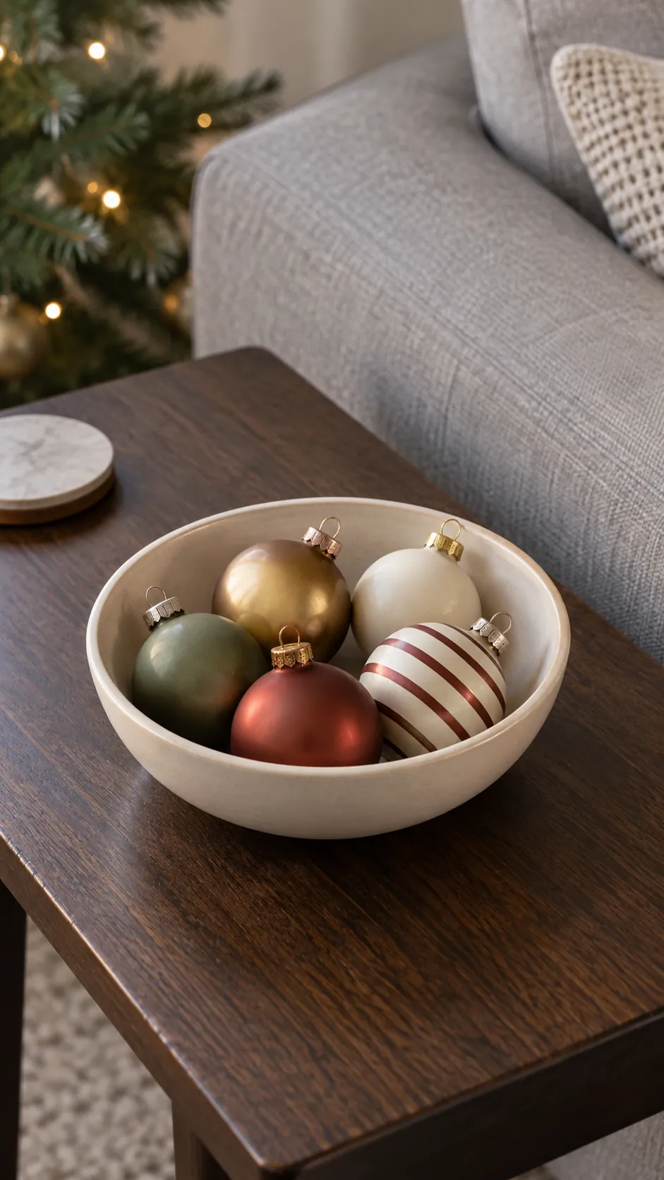 Use a small bowl of vintage style baubles