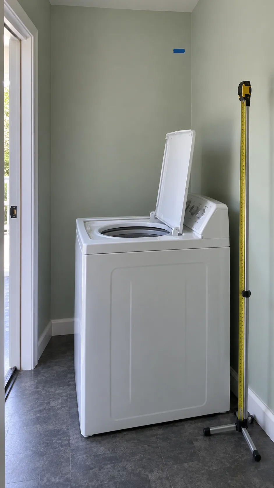 Map the whole lid path, not just its final height for shelving above a top loading washer