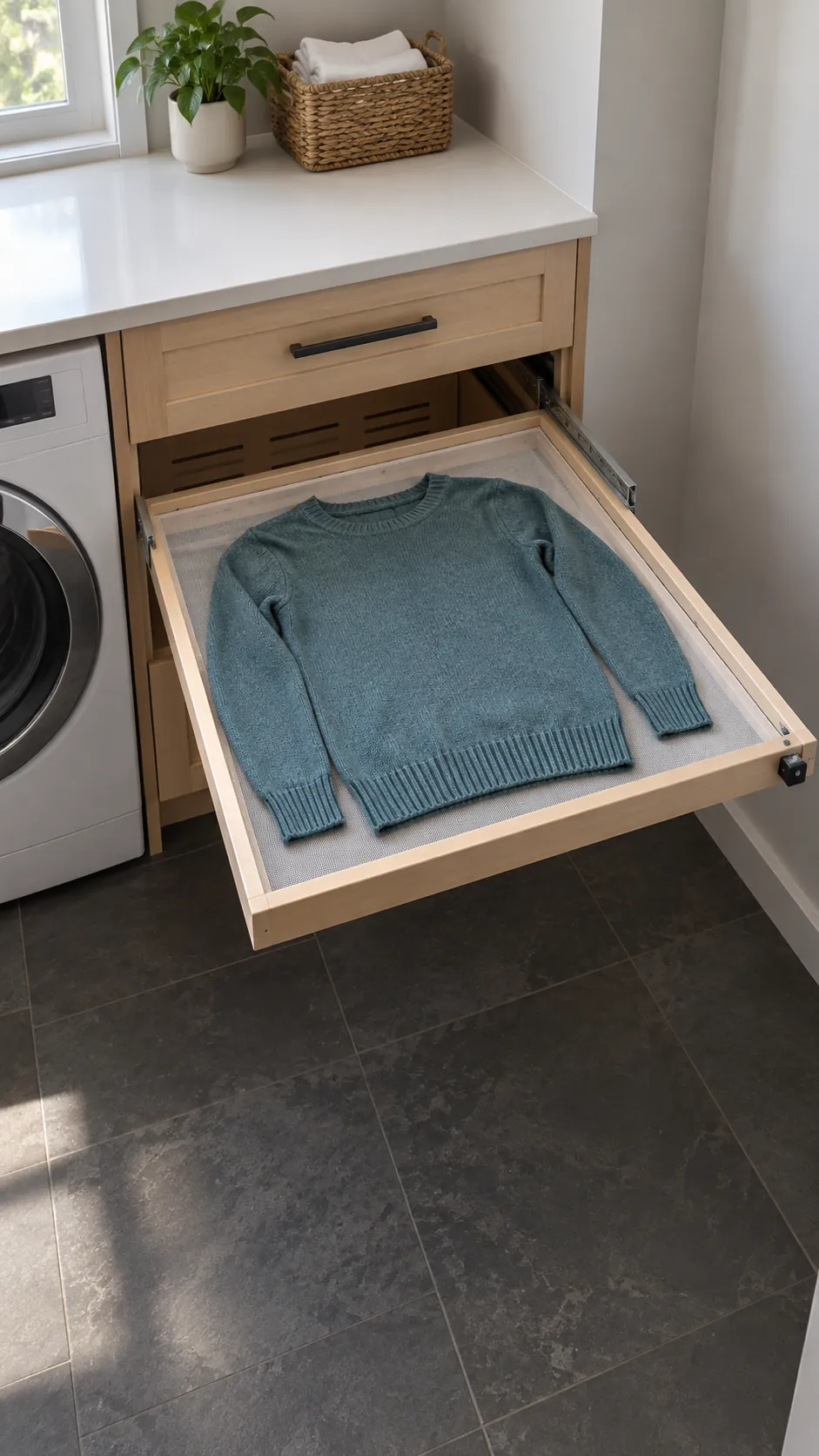 drying drawer that stays open in use