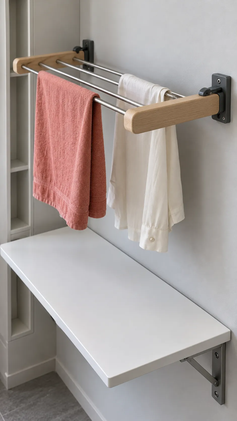 detachable rack above a folding counter