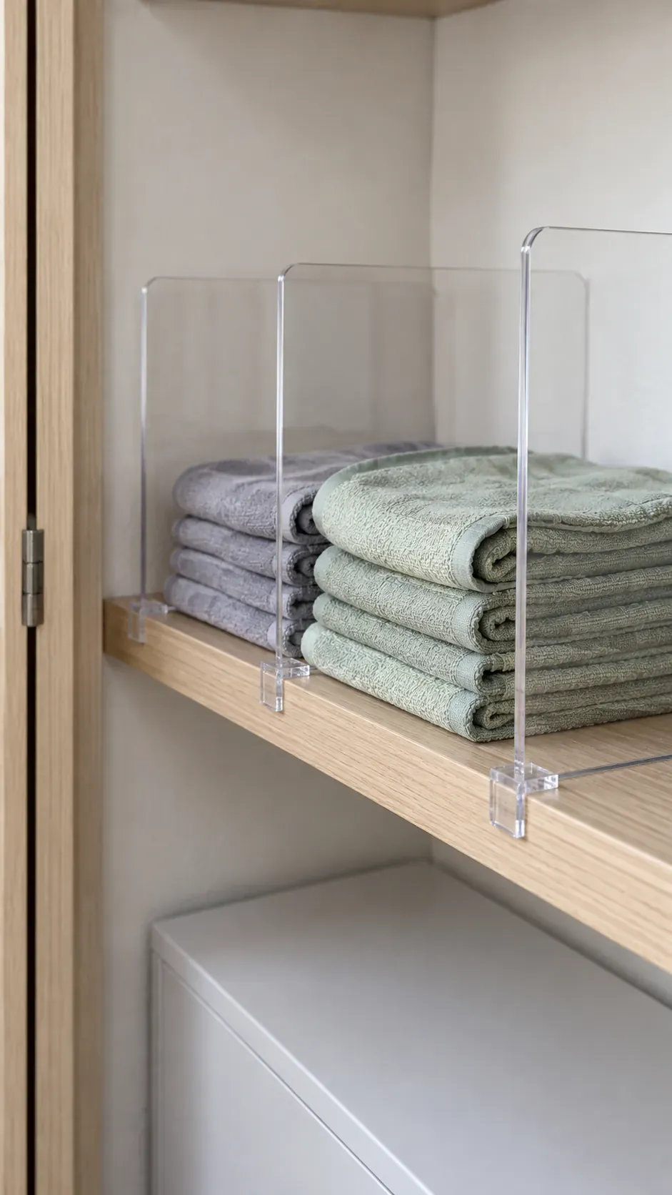 Stand folded cloths between dividers