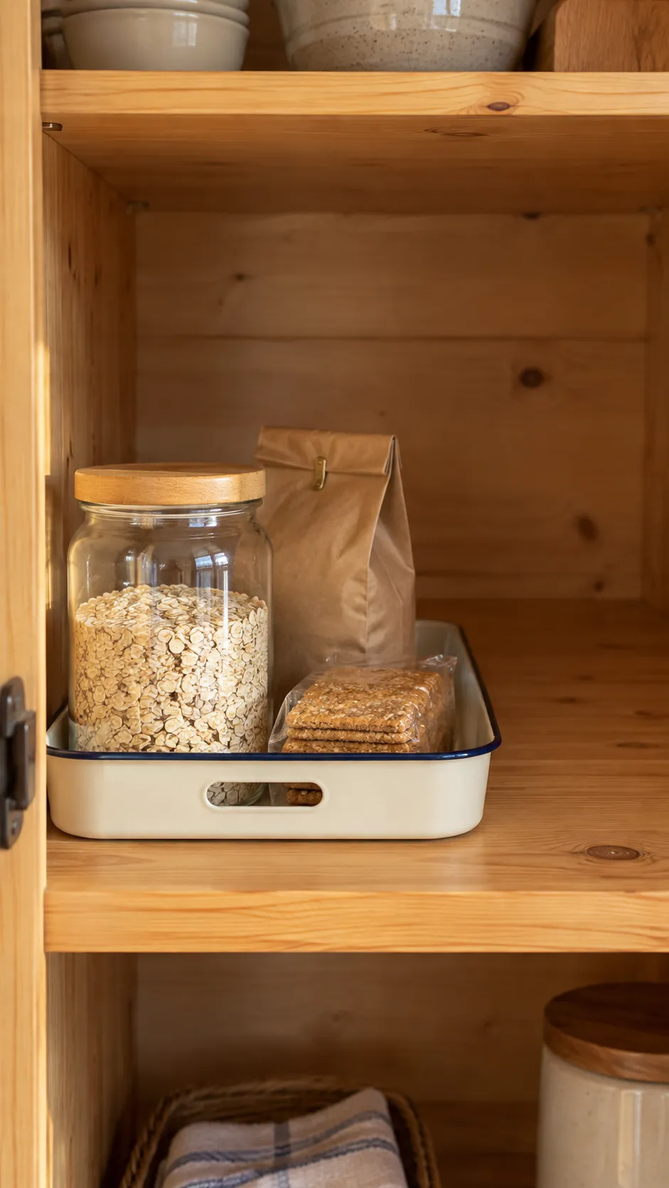 Deep pantry organization: make a shallow breakfast station