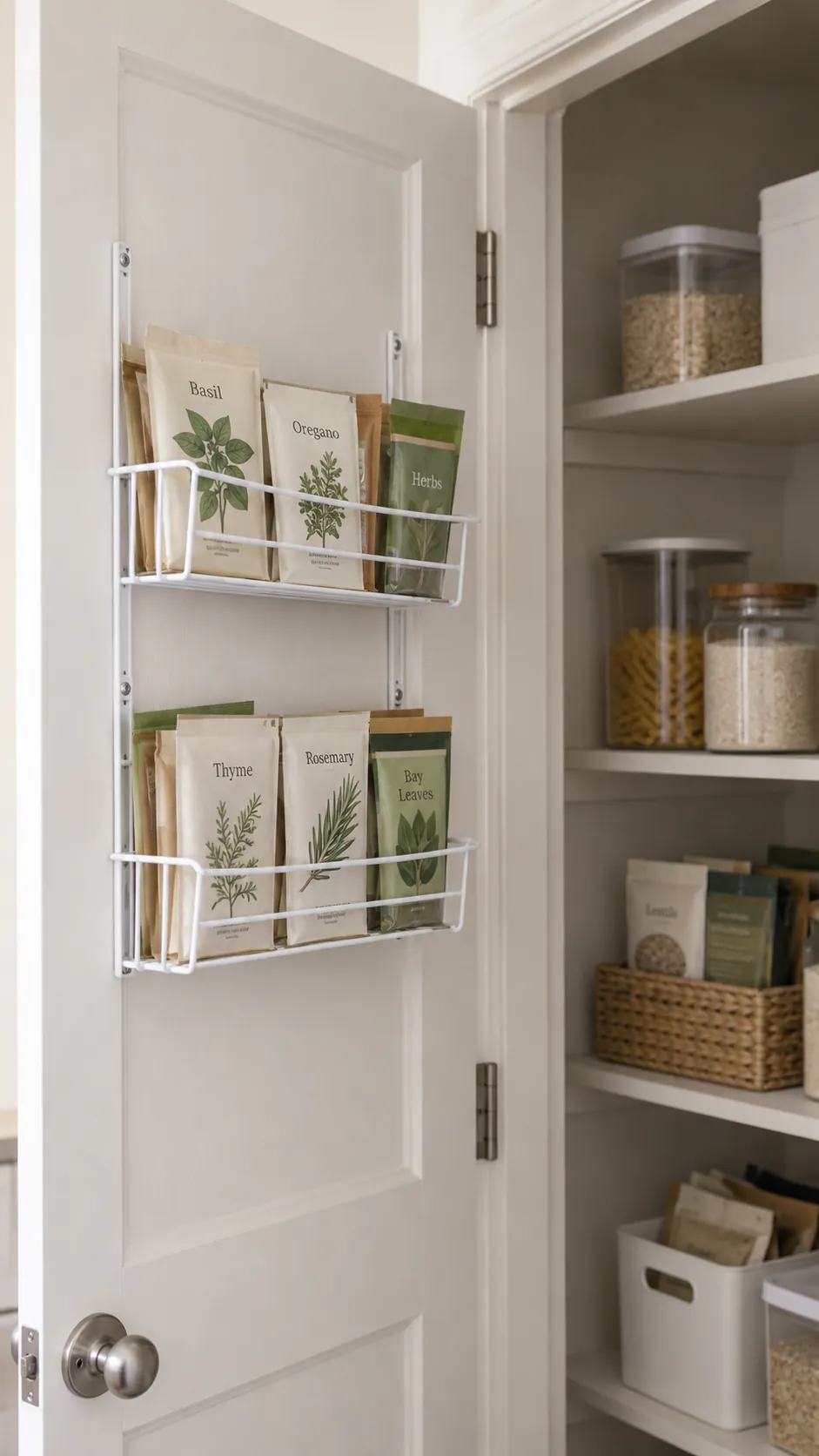 Deep pantry organization: move light packets onto the door