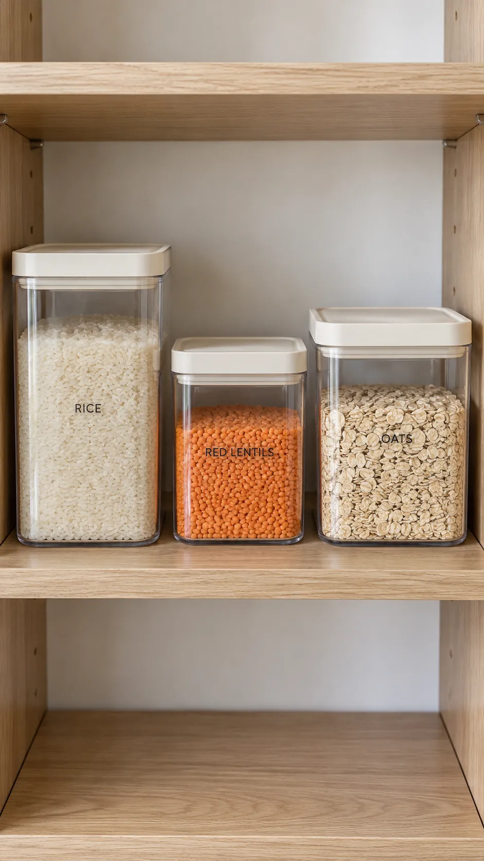 Deep pantry organization: use square containers where they fit