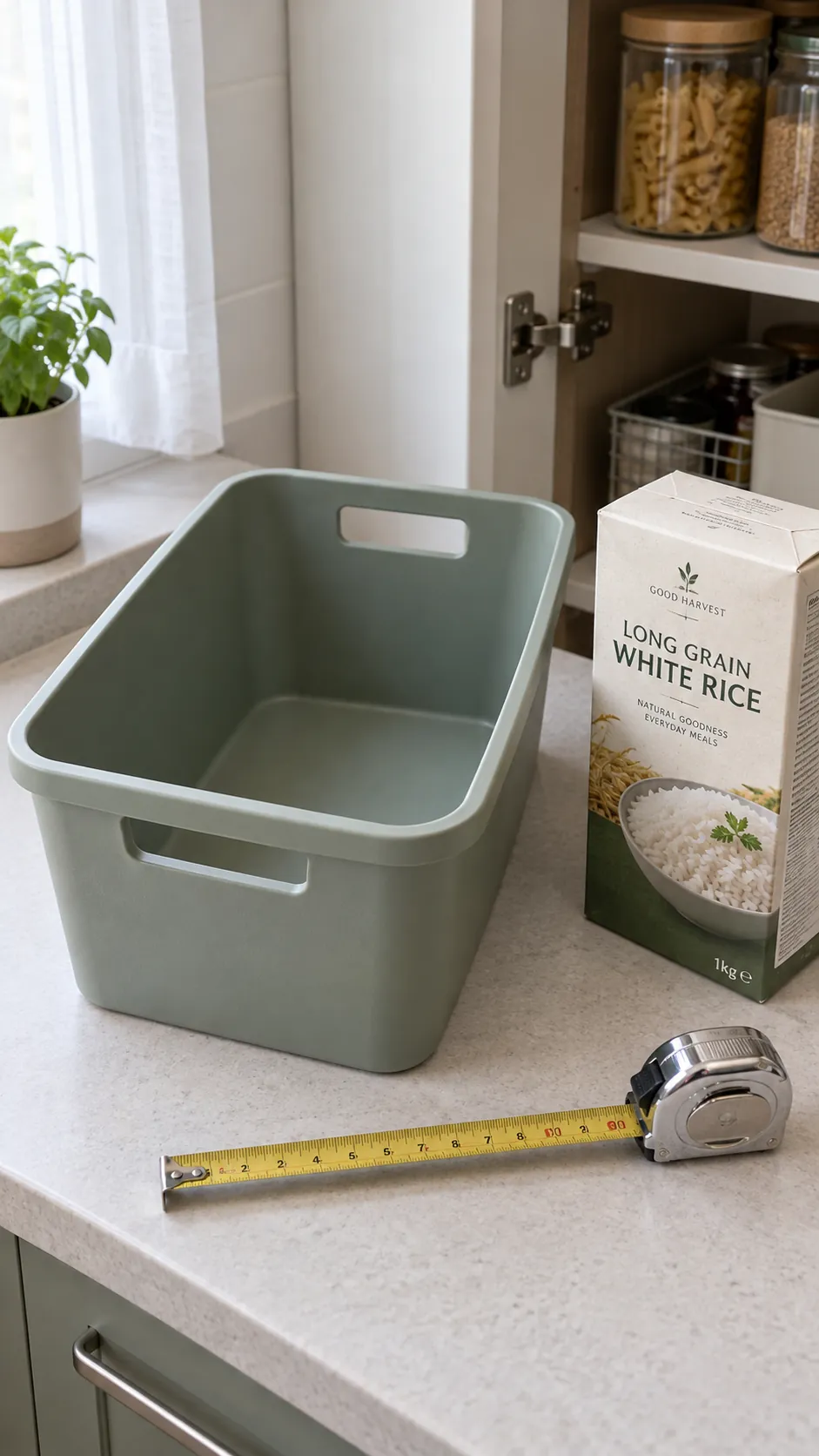 Measure the storage package, not just the board in a small walk in pantry