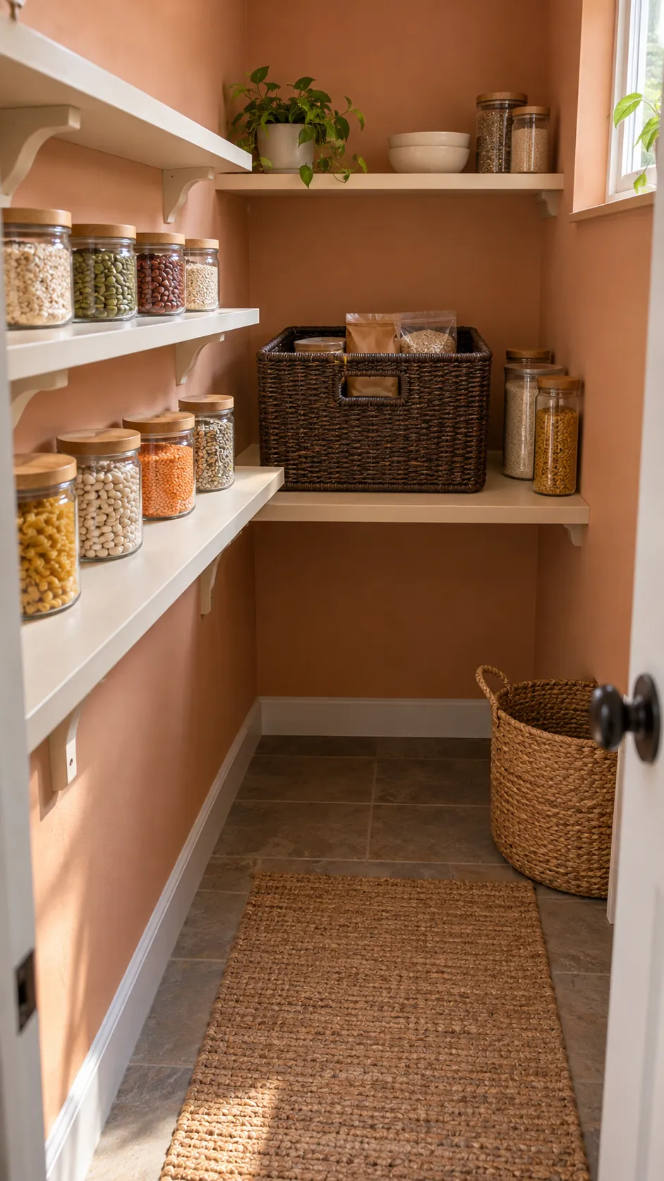 Mix depths where the room needs them in a small walk in pantry