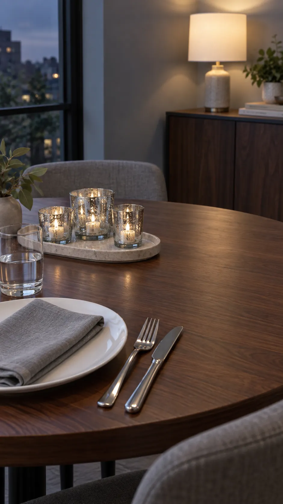 Silver reflections for an evening table for a Christmas gathering