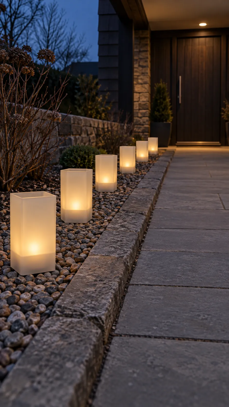 Reusable luminaries for a dry evening as a DIY outdoor Christmas decoration