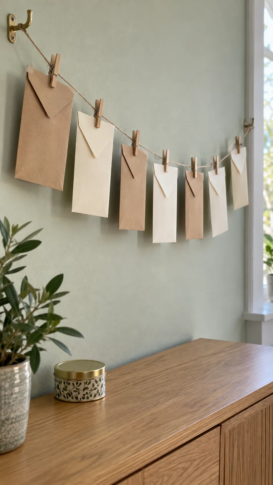 A reusable Advent garland with modest scale for minimalist Christmas decor