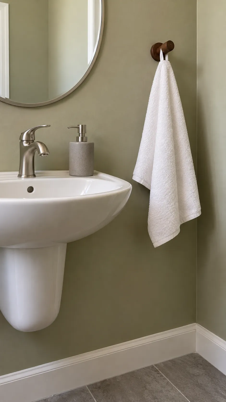 A hand towel that looks ready to use in a guest bathroom
