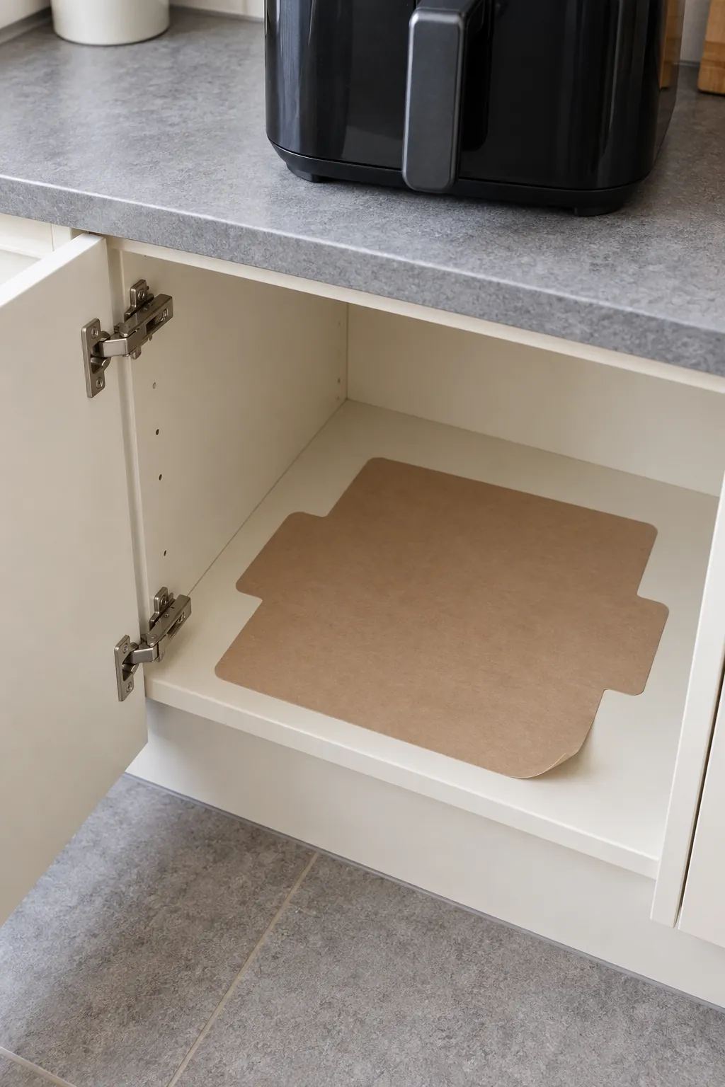 Paper footprint template testing appliance fit through a cabinet opening