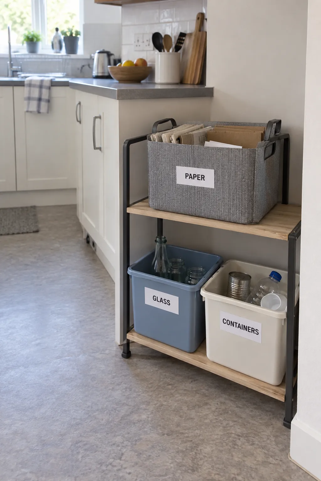 Test a simple labelled sorting arrangement before fitting permanent hardware