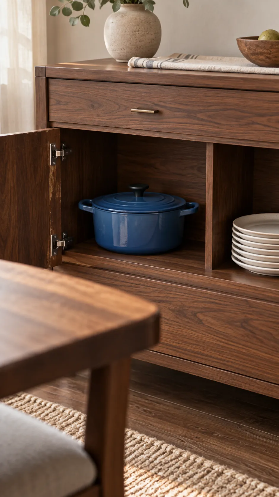 Occasional casserole stored in strong nearby dining furniture
