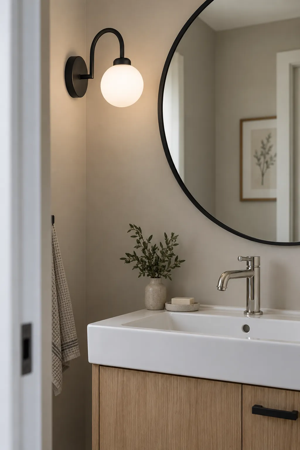 Use a dark finish only when it has a role when choosing bathroom sconce finishes
