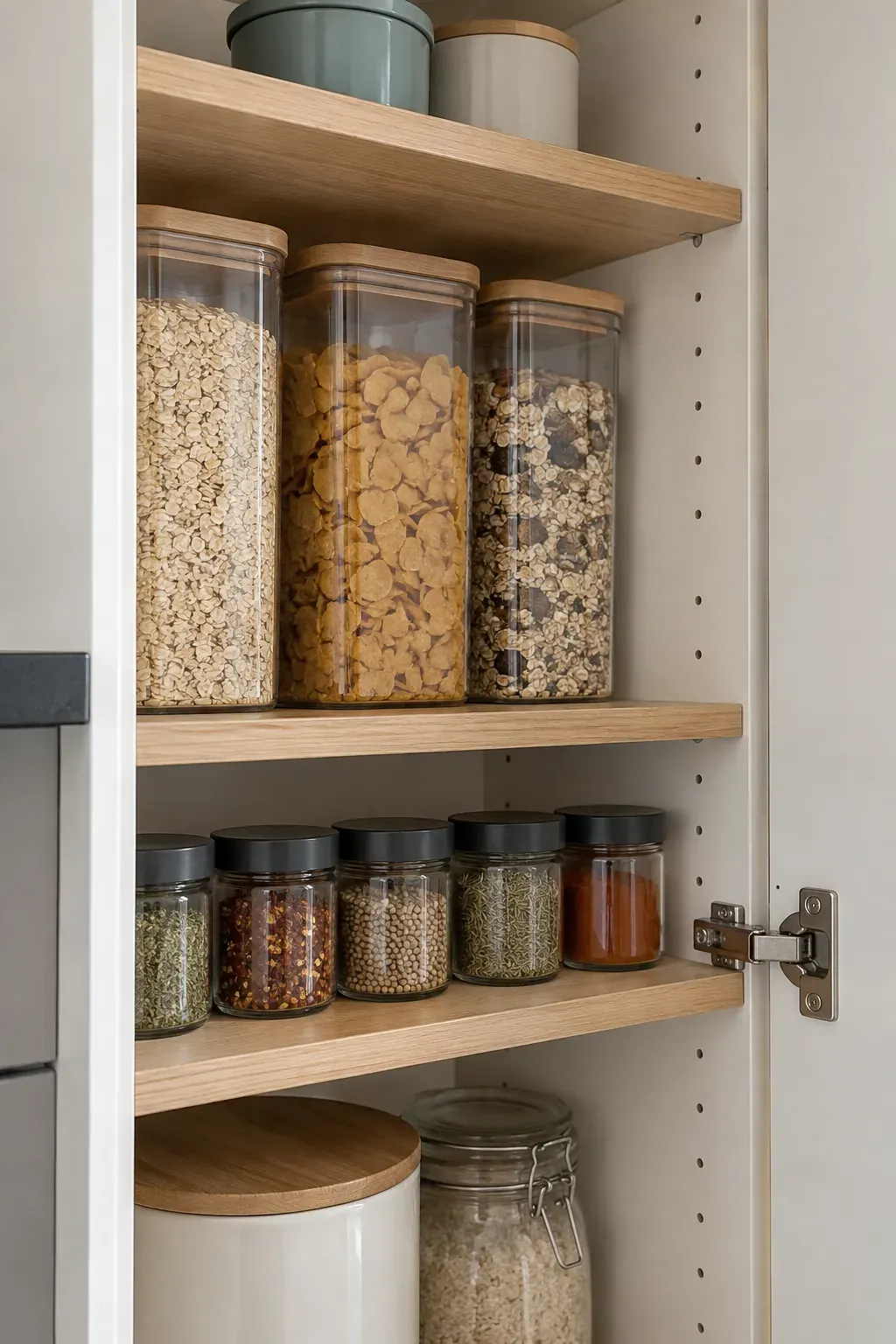 Shelf spacing suited to short jars