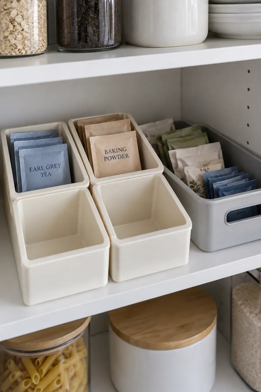 Too many tiny bins consume shelf space