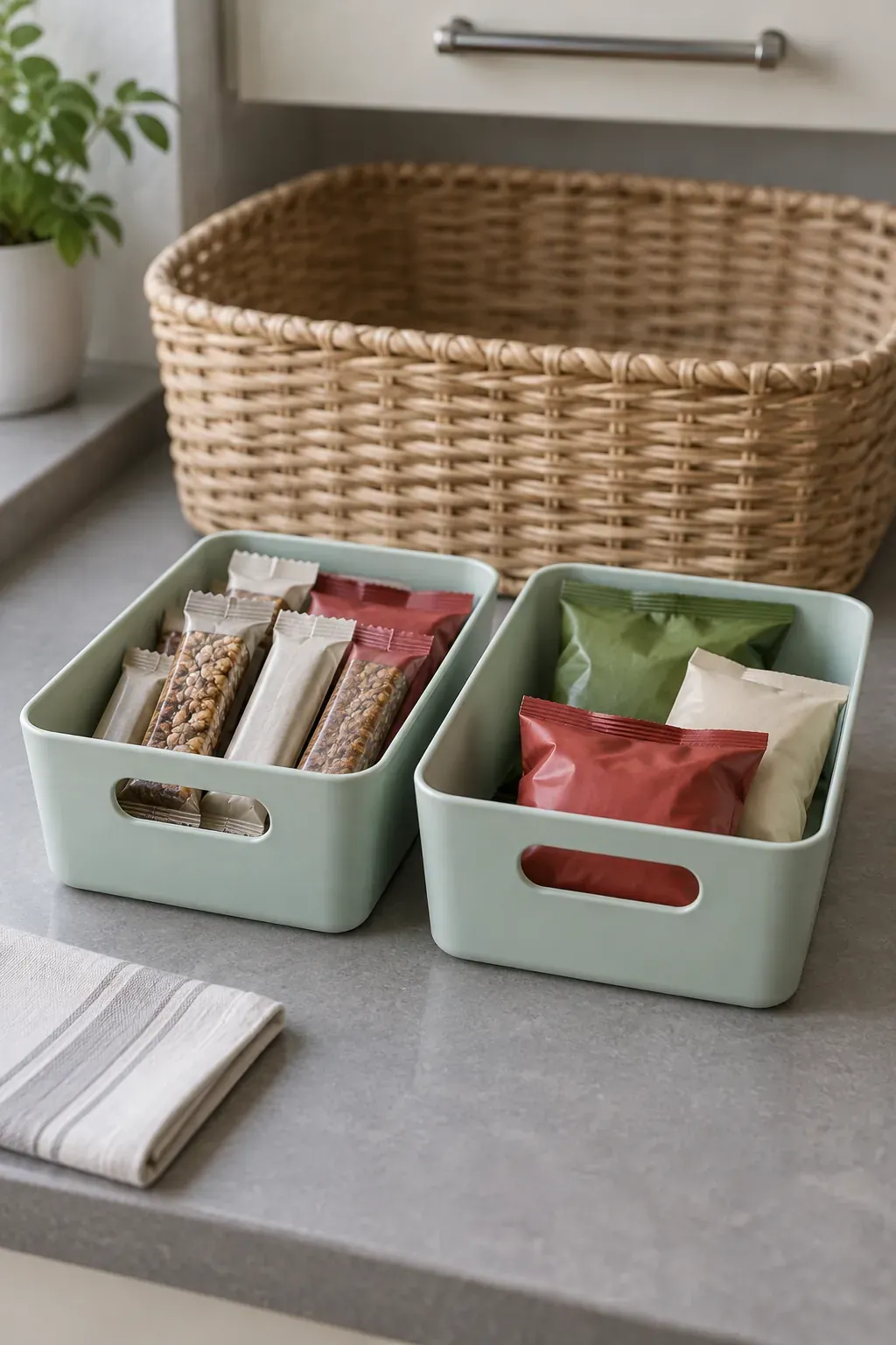 Smaller manageable snack groups instead of an enormous basket