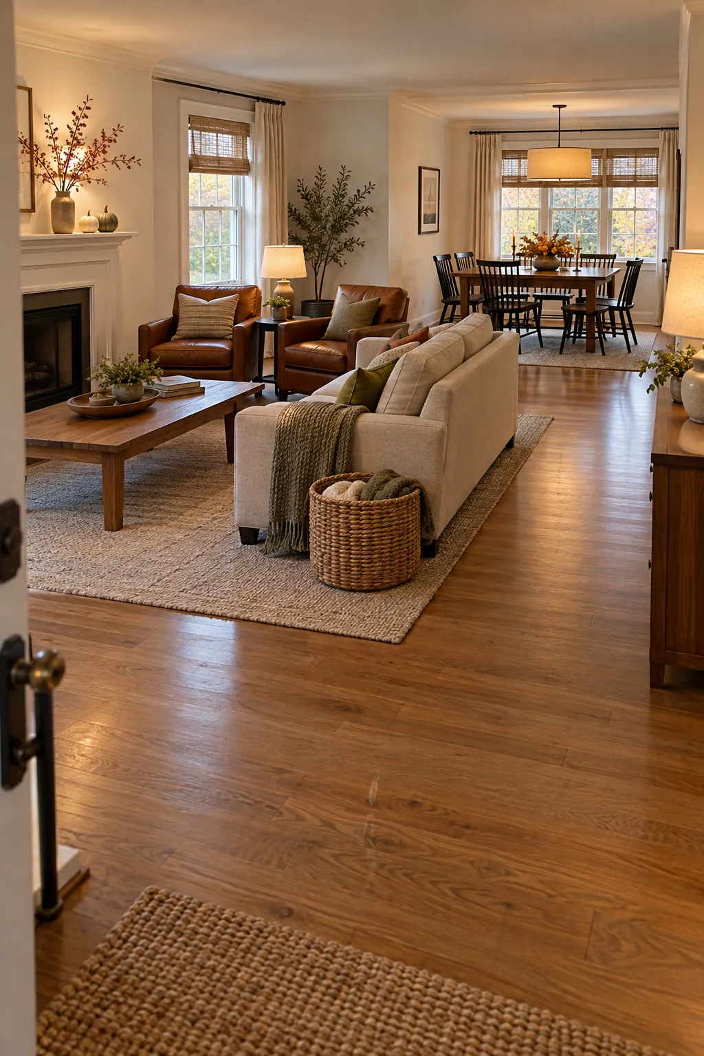 Uncluttered warm home ready for Thanksgiving guests