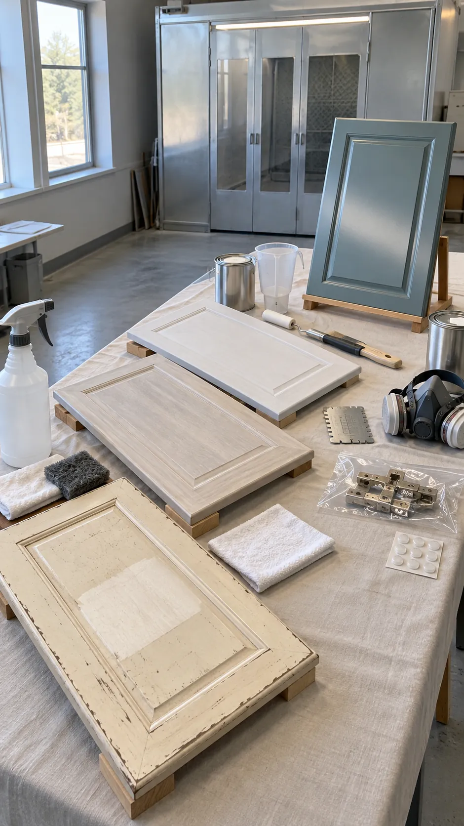 Cabinet paint preparation compared with a professional spray finish