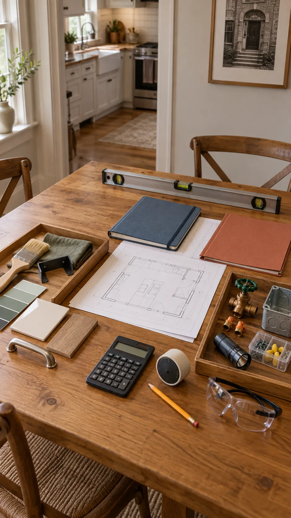 Homeowner and contractor responsibilities organized for a hybrid kitchen remodel