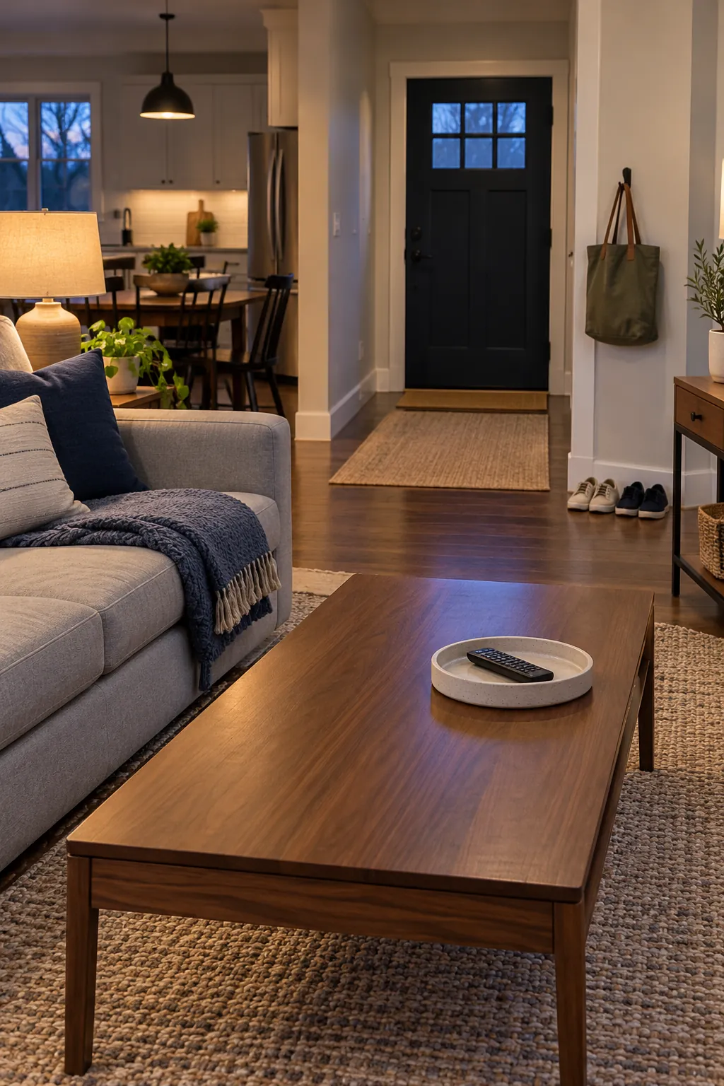 Calm living room ready for a simple ten minute evening reset