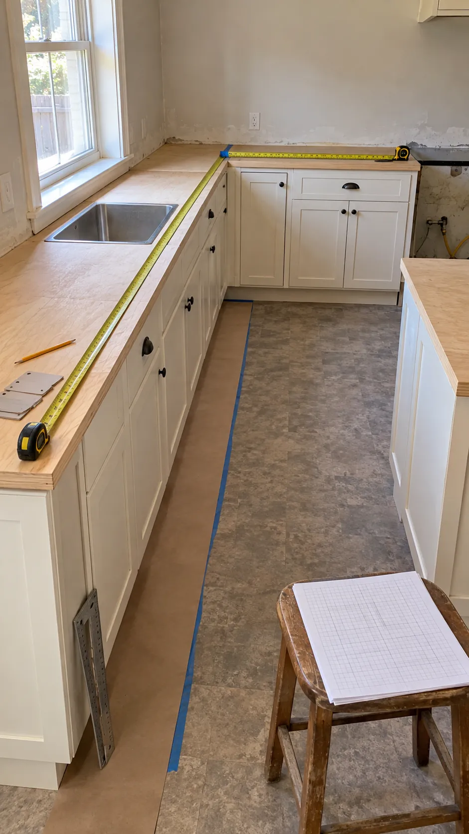 Kitchen counter measured as connected rectangular sections
