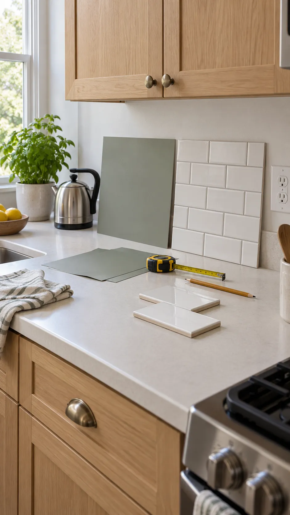 Budget kitchen backsplash comparison with peel and stick panels and ceramic tile