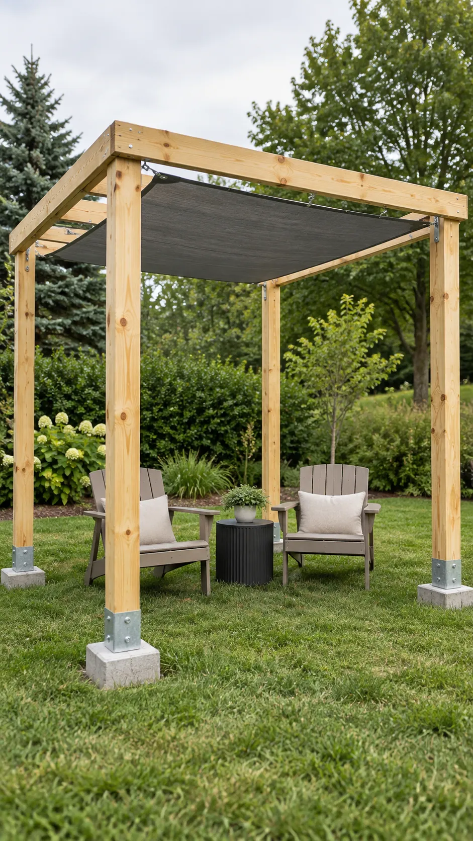 Simple Four Post Pine Frame in a practical backyard