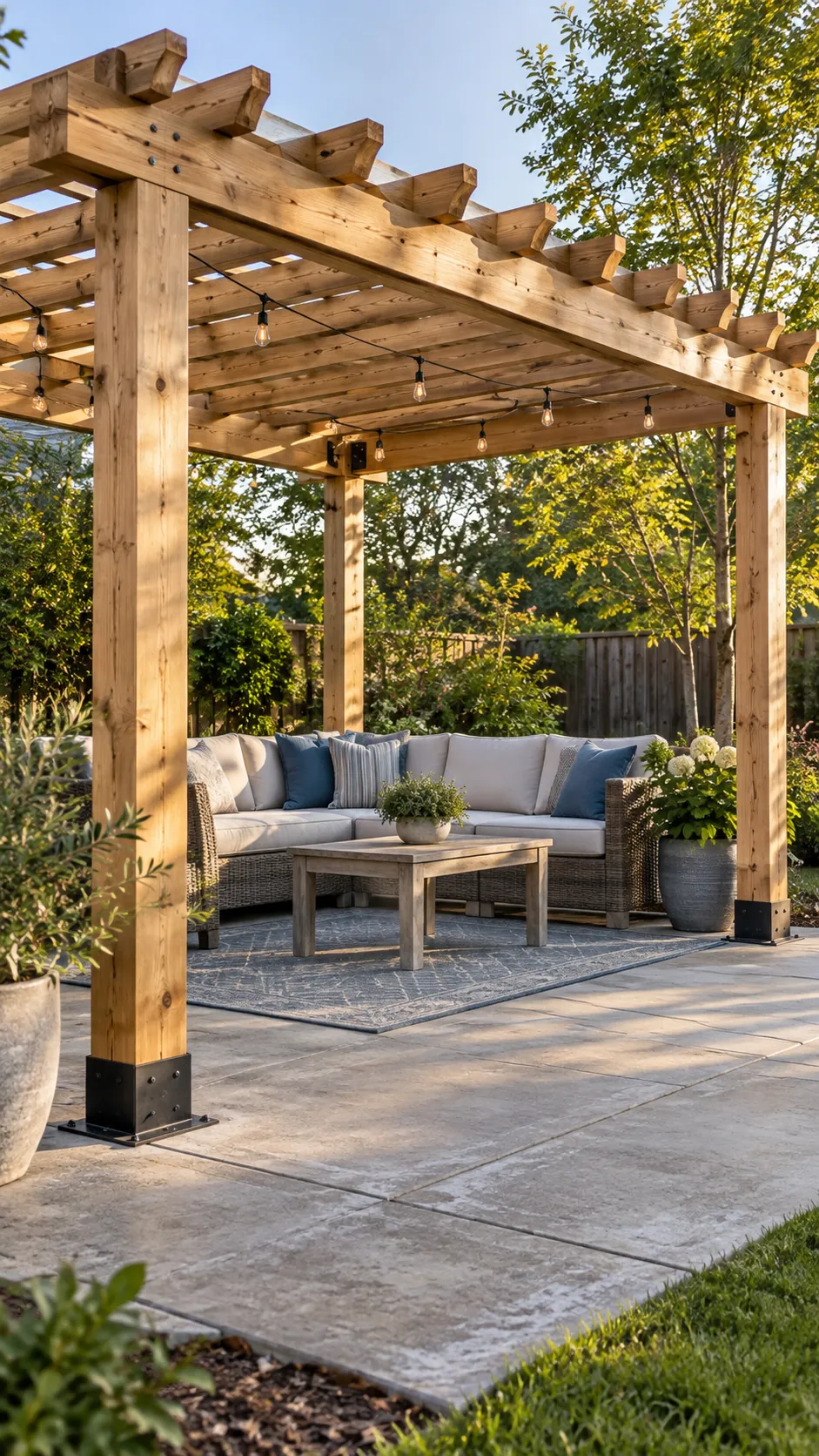 Pergola Built Over an Existing Patio in a practical backyard