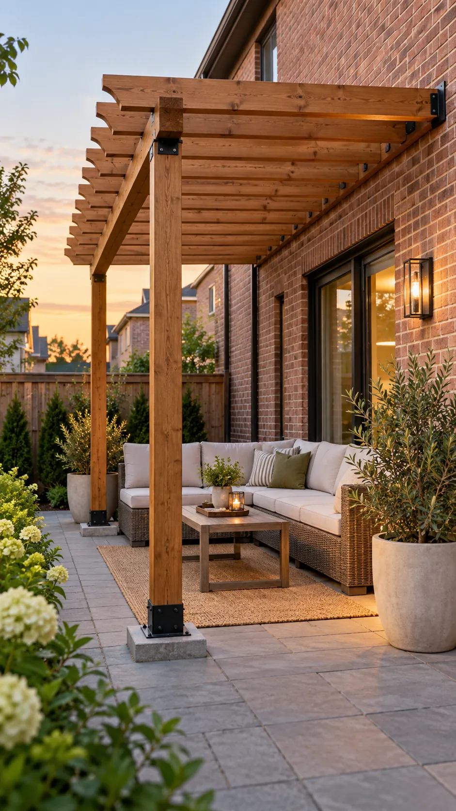 Wall Side Leaning Pergola in a practical backyard