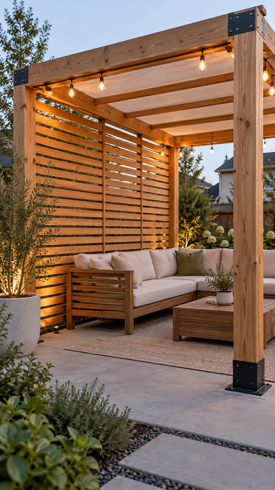 One Side Privacy Slats in a practical backyard