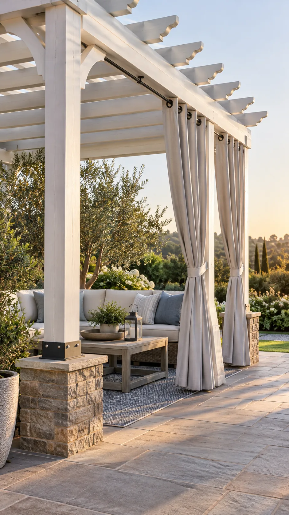 Curtain Panels on One Side in a practical backyard