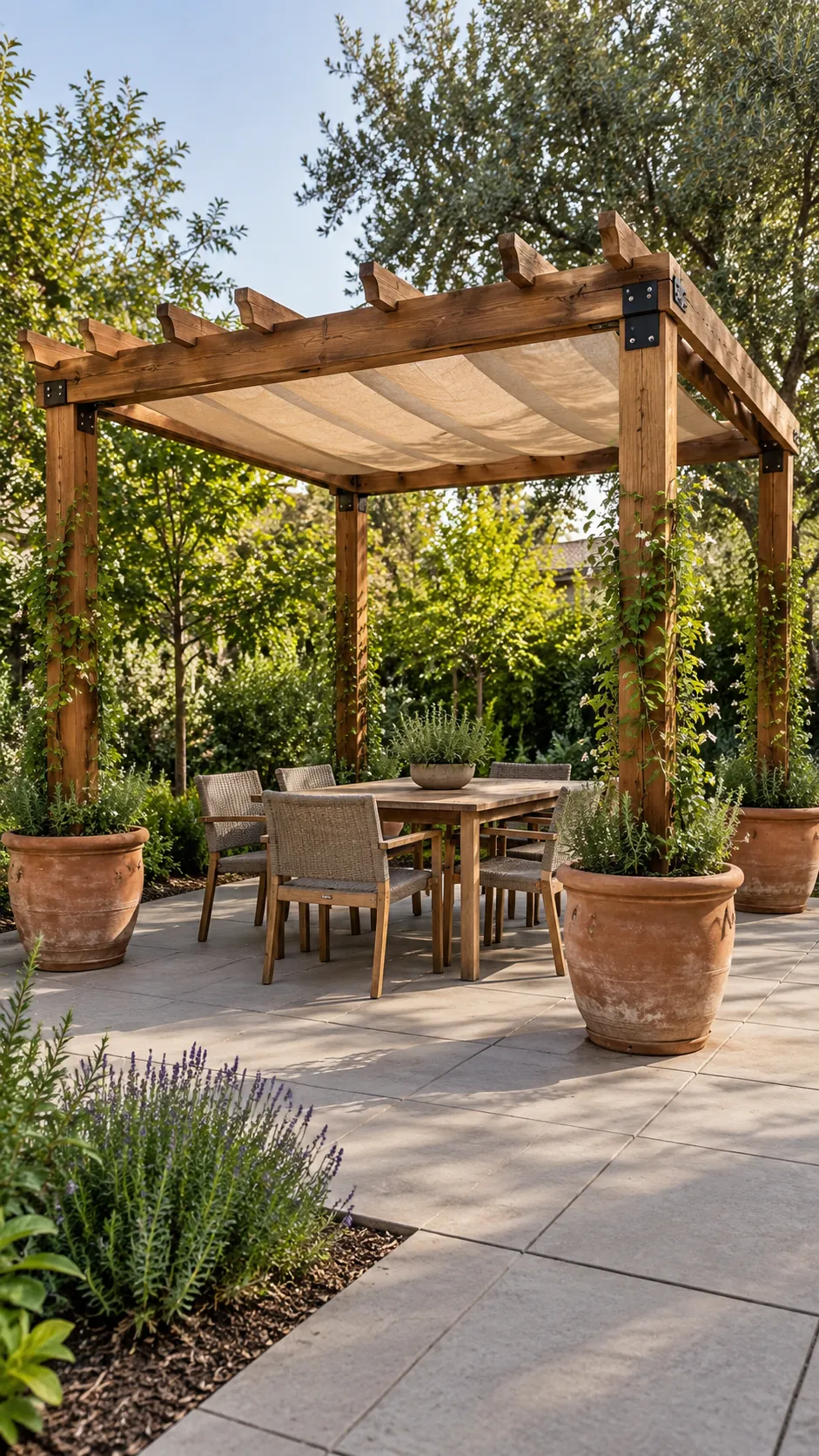 Planter Anchored Visual Base in a practical backyard