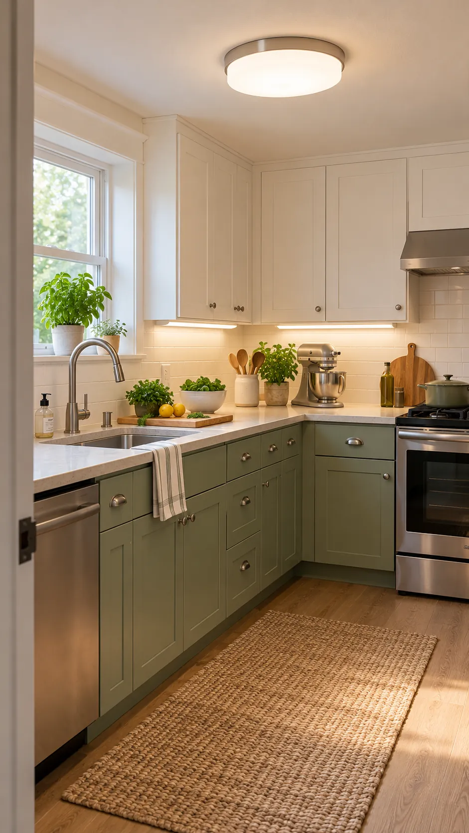 Affordable kitchen with layered lighting upgrades under two hundred dollars