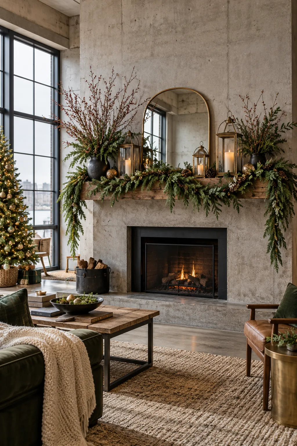 Oversized Mantel Grouping Christmas mantel decorating idea