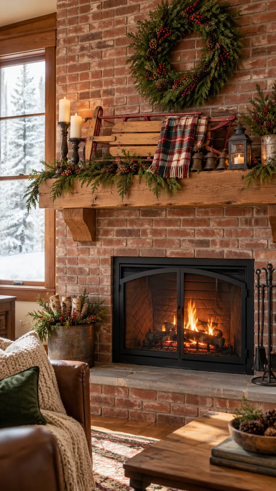 Vintage Sled Mantel Accent rustic Christmas fireplace decor