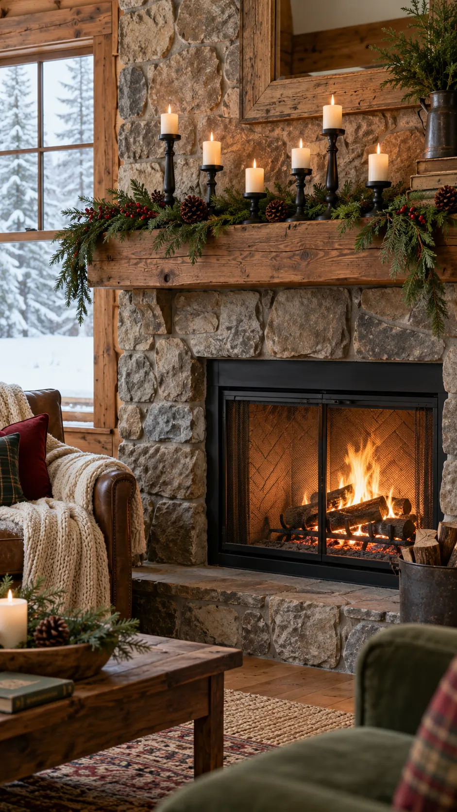 Black Iron Candle Rhythm rustic Christmas fireplace decor