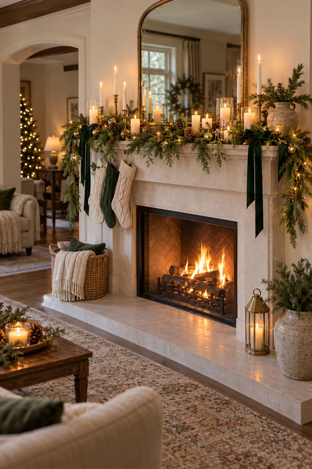 Reflect Warm White Candlelight Christmas mantel decor