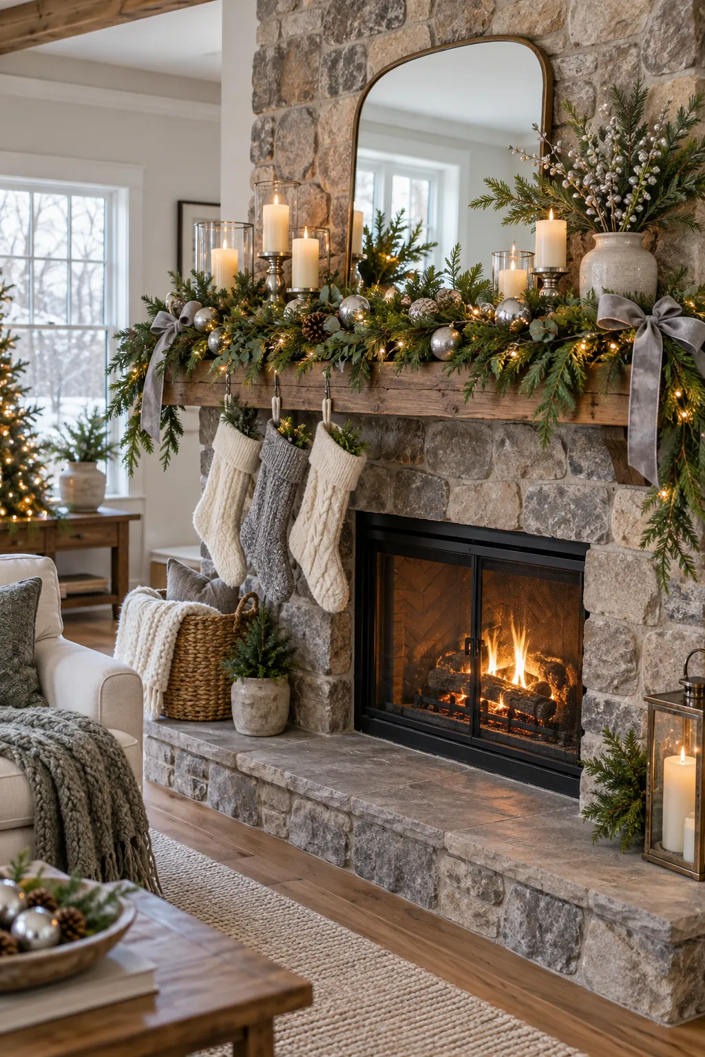 30 Simple Mantle Christmas Decor featured fireplace