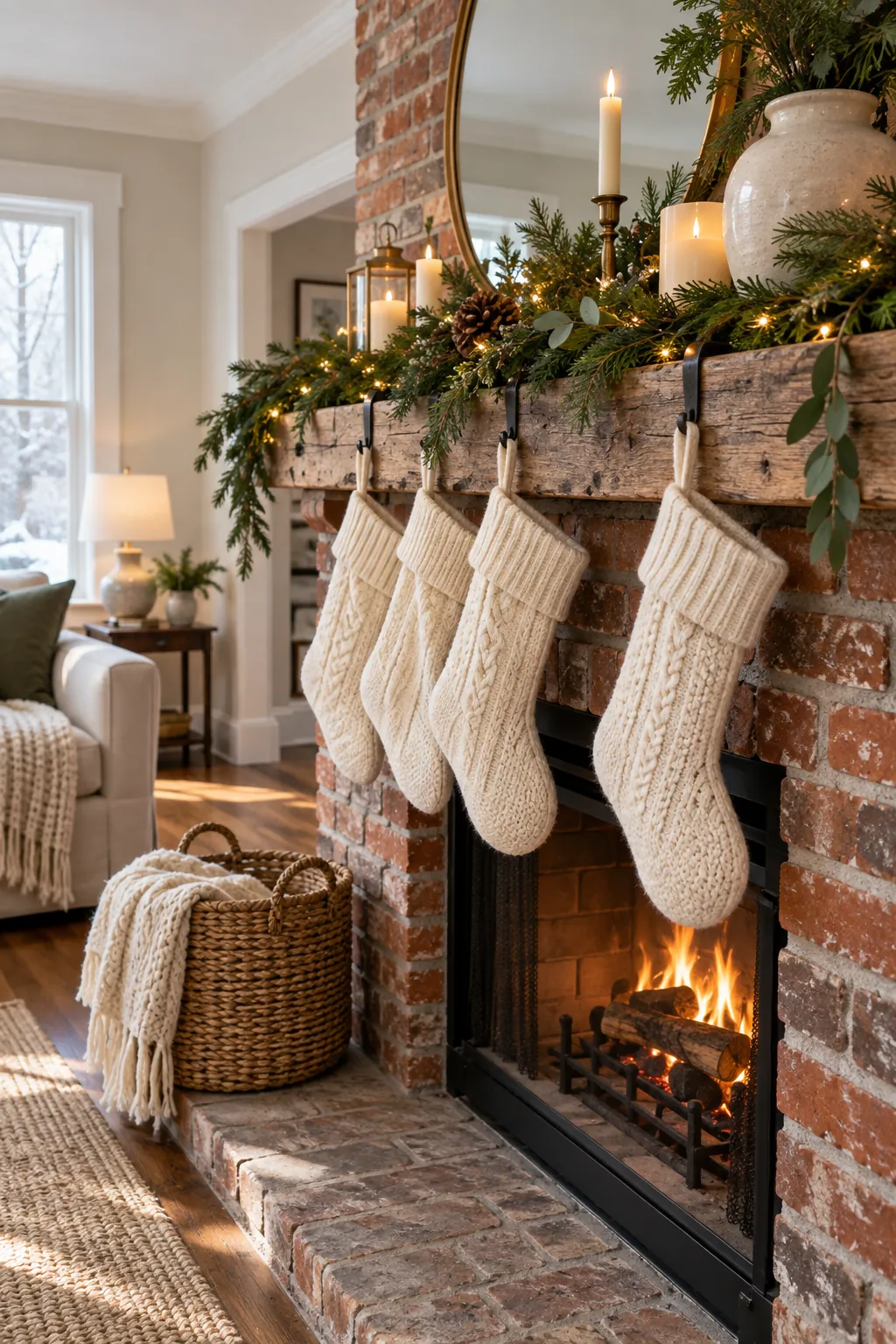Hang Plain Knit Stockings Christmas mantel decor