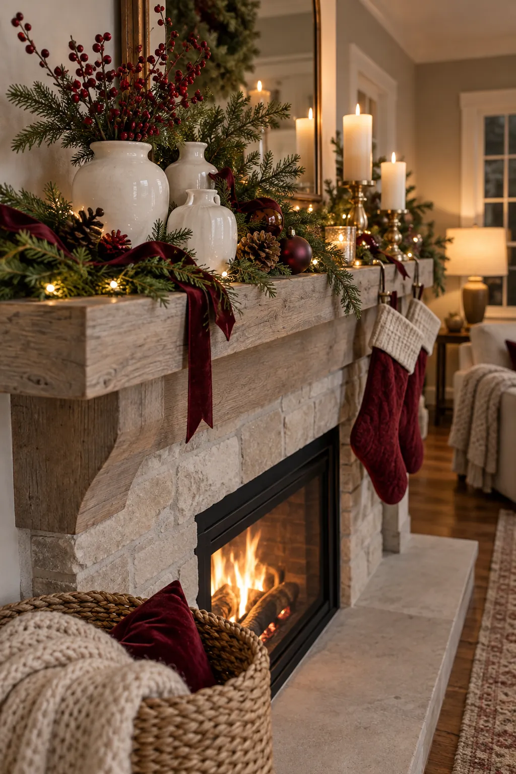 Create a White Ceramic Cluster Christmas mantel decor
