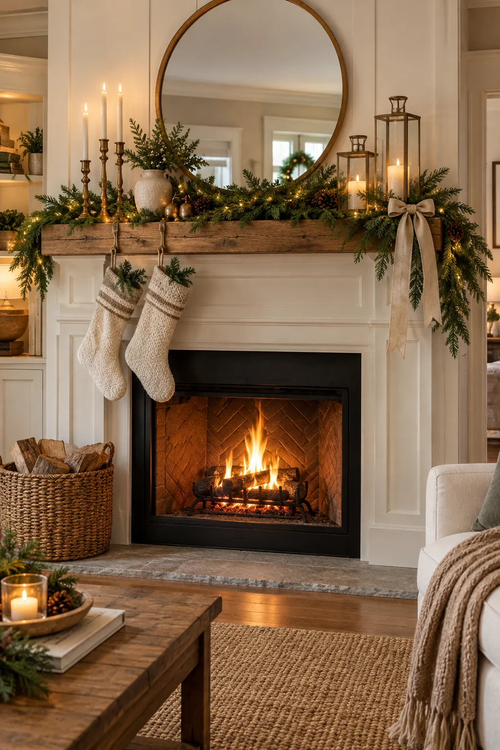 Let Natural Wood Stay Visible Christmas mantel decor