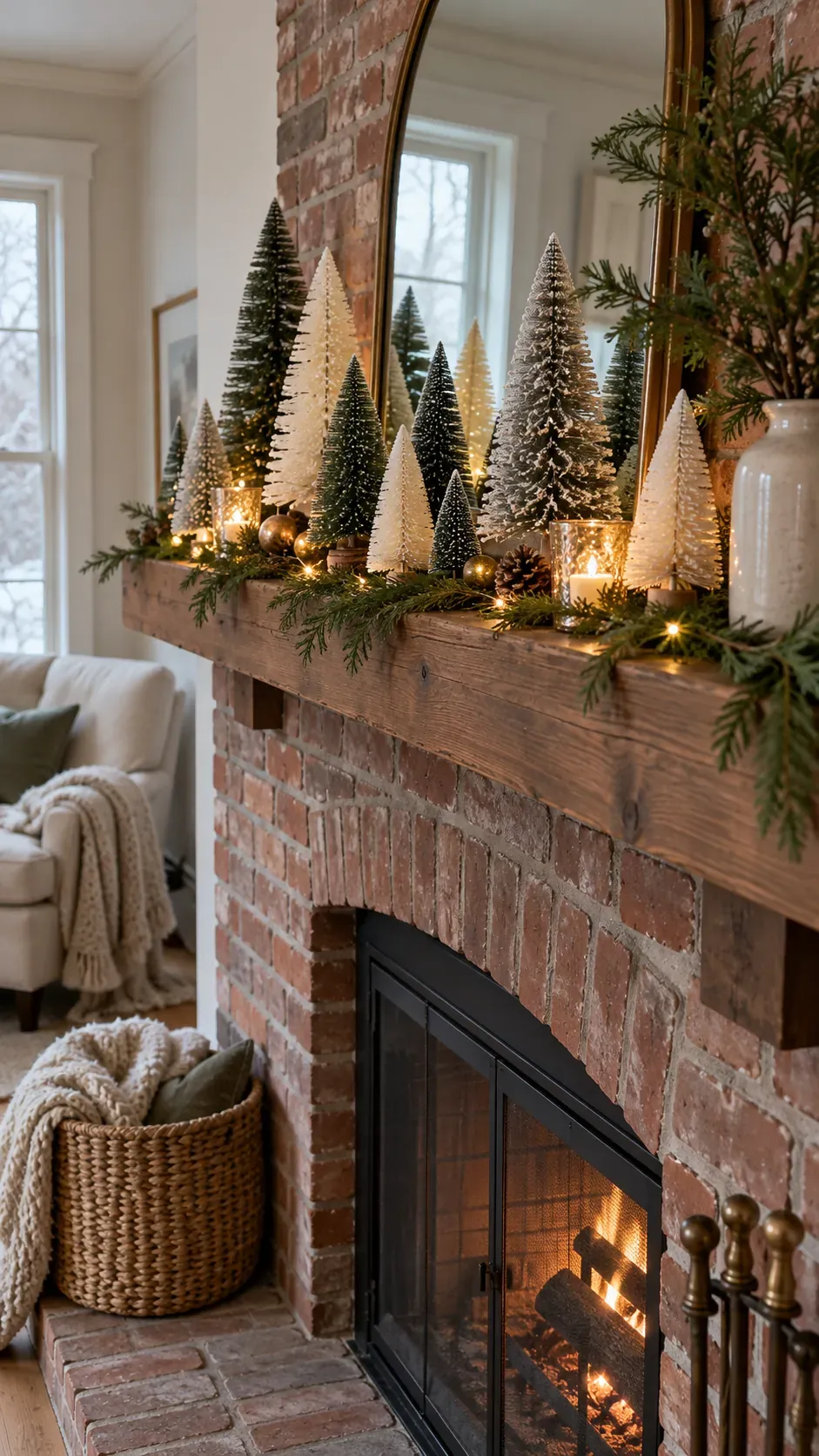 Create a Bottle Brush Forest Christmas mantel decor