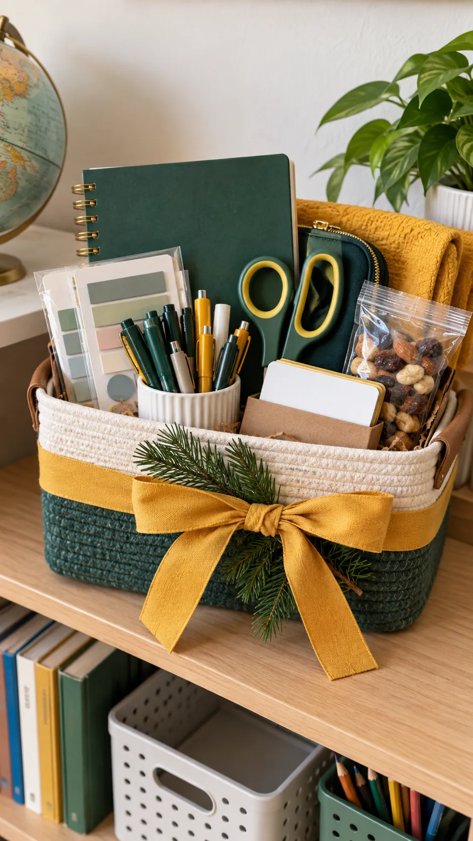 New Teacher Starter Basket arranged as a teacher Christmas gift basket